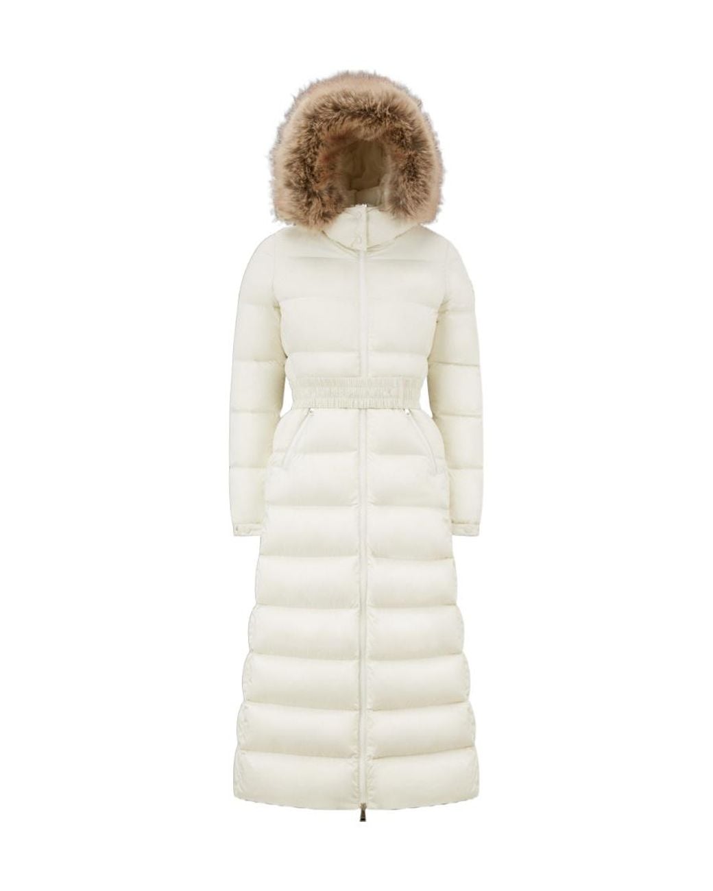 Moncler White Fudson Long Down Jacket