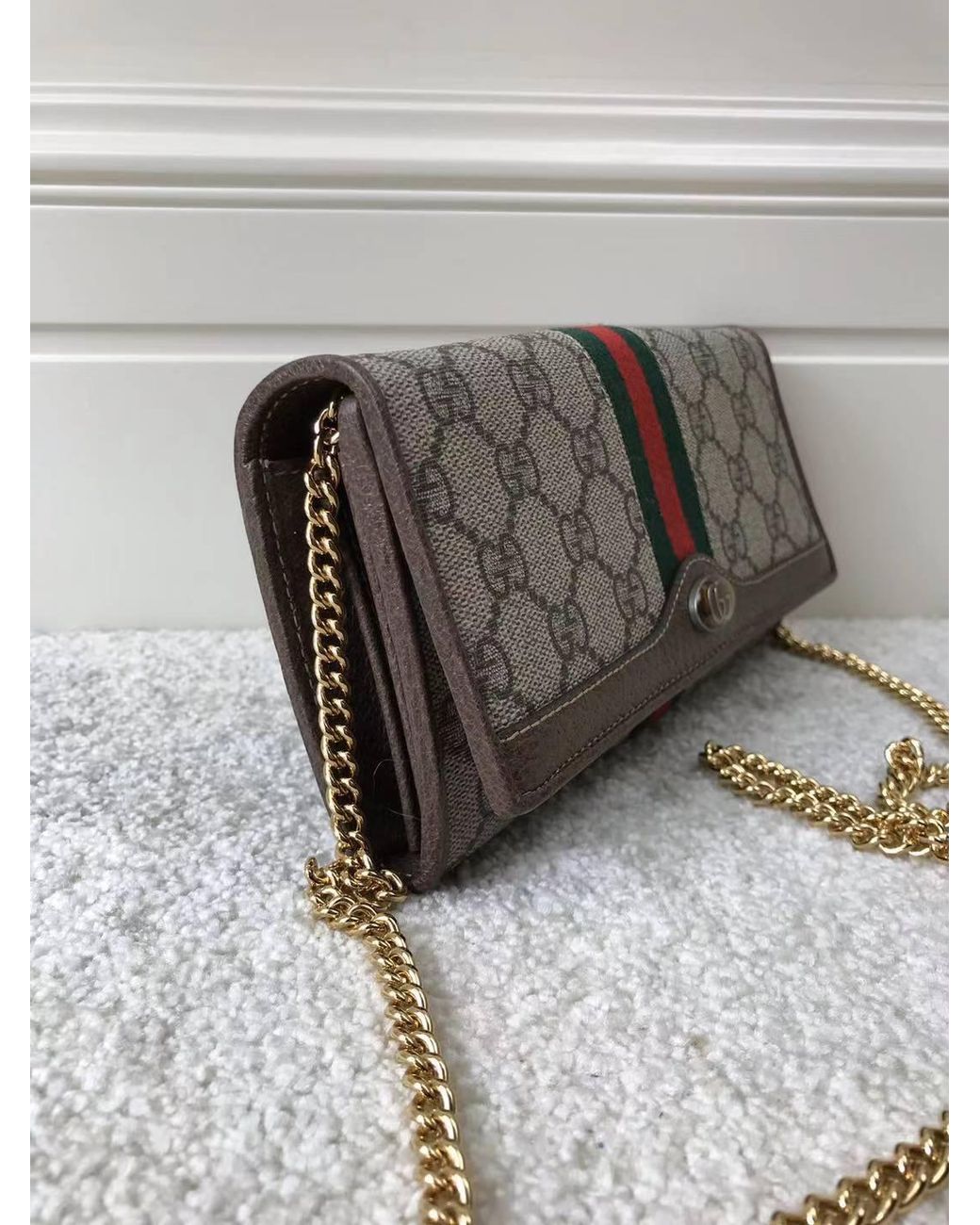 Gucci Gray Ophidia Gg Chain Wallet