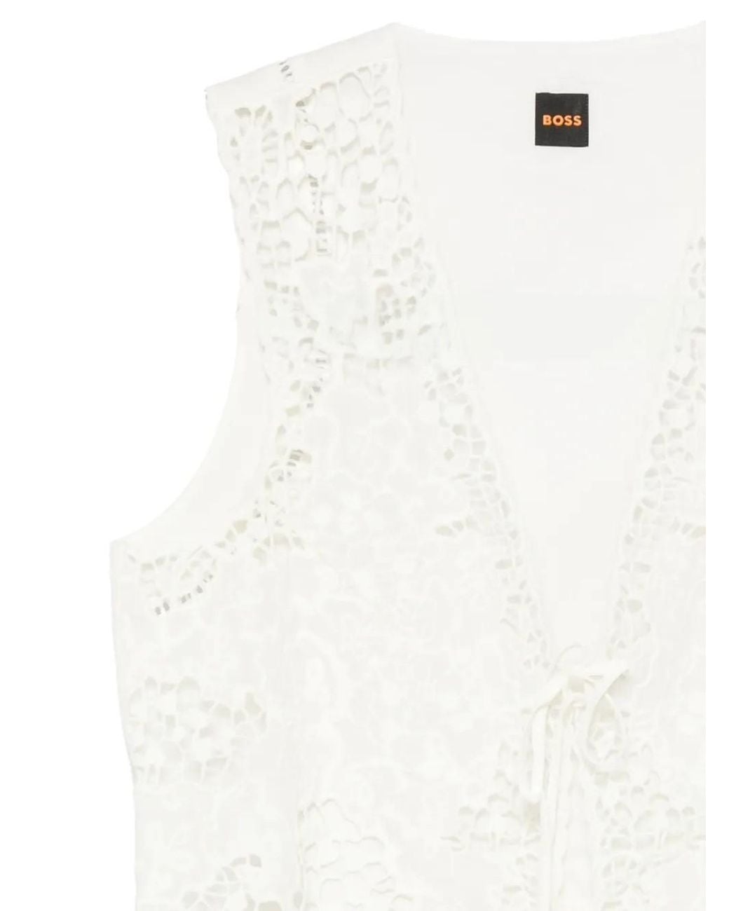 Boss White Lace Tie-Fastening Top