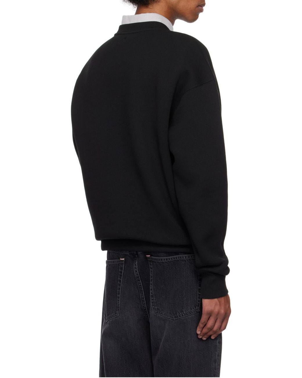 AMI Black Ami De Coeur Cotton Blend Sweatshirt for men