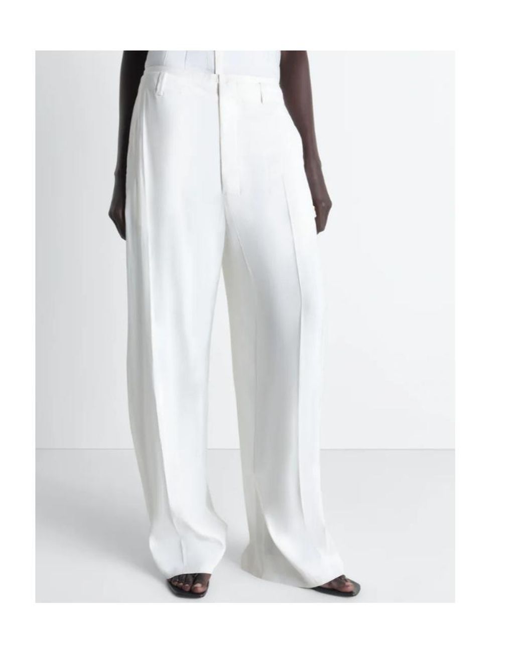 Lemaire White Crinkled Wide-Leg Pants
