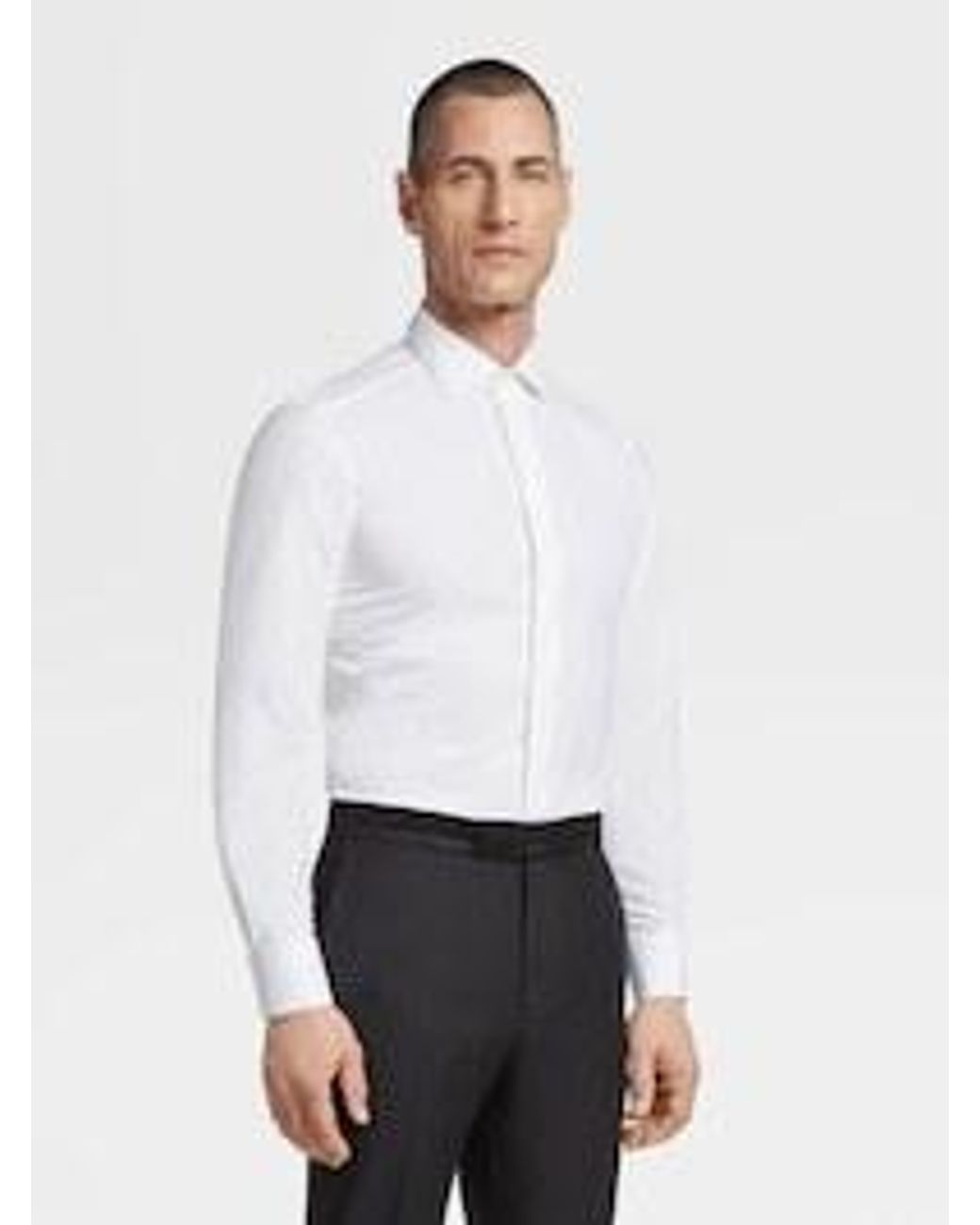 Zegna White Trofeo Long-Sleeved Shirt for men