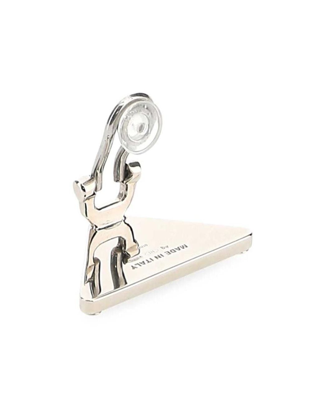 Prada White Triangle Logo-Plaque Earring