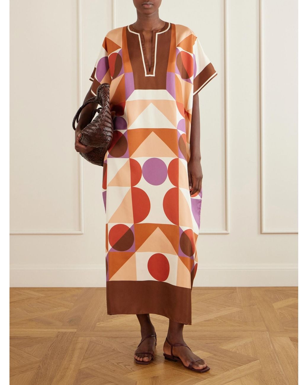 Eres Orange Silk-Twill Kaftan