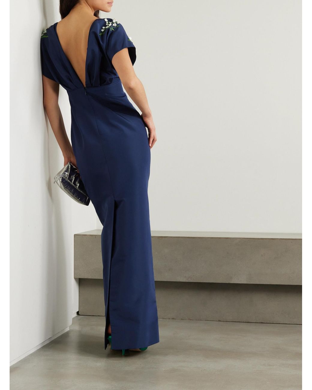 Carolina Herrera Blue Embellished Dress