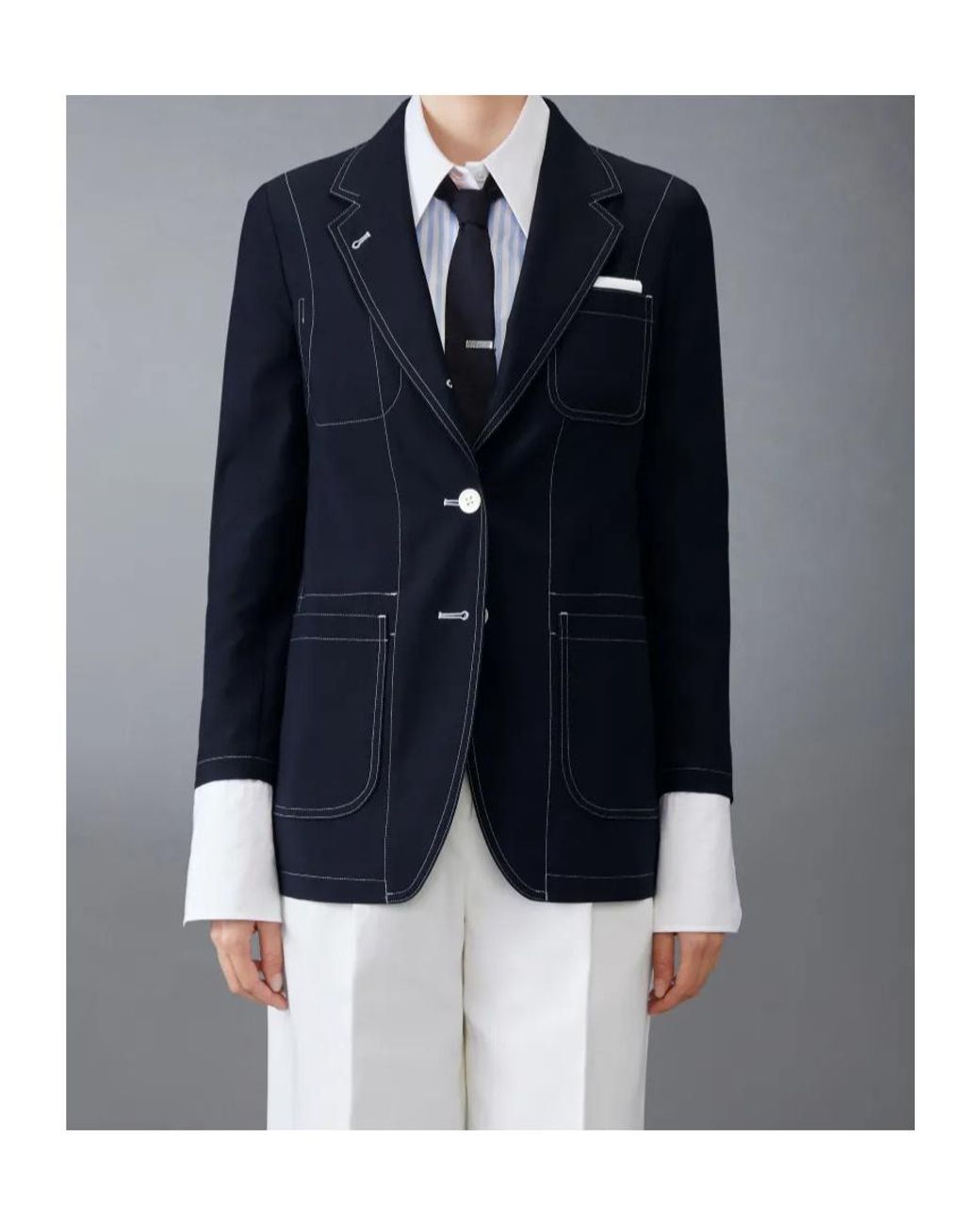 Thom Browne Blue School Uniform Jacket