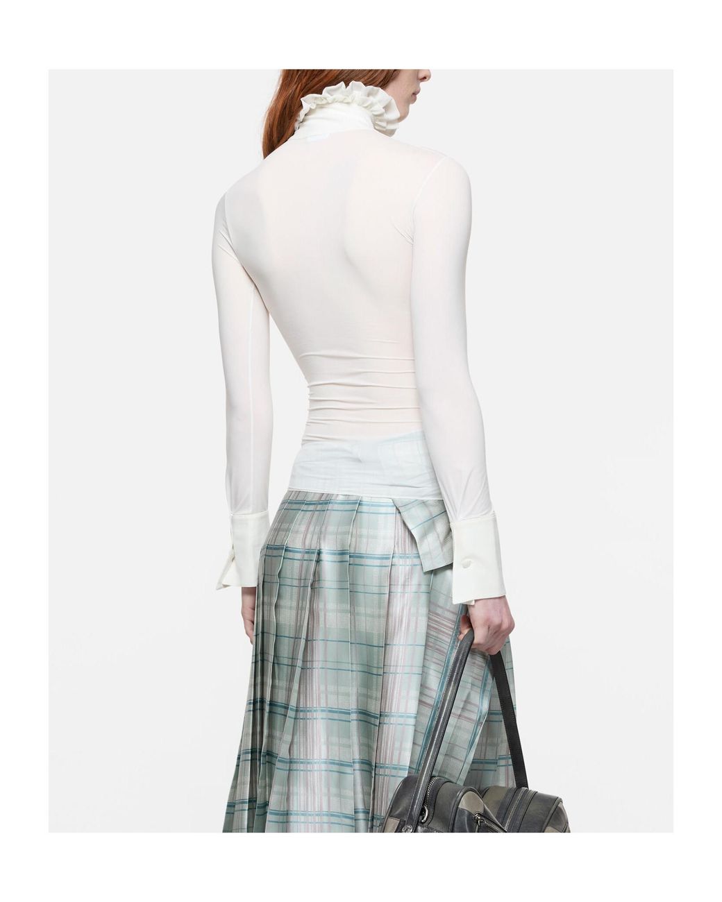 Acne White High Neck Ruffled Shirt