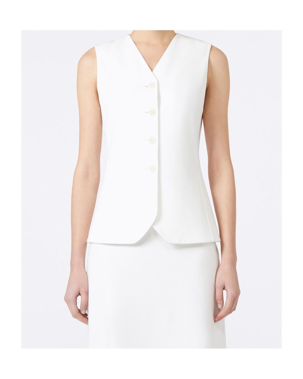 Max Mara White Fornovo V-Neck Button-Up Gilet