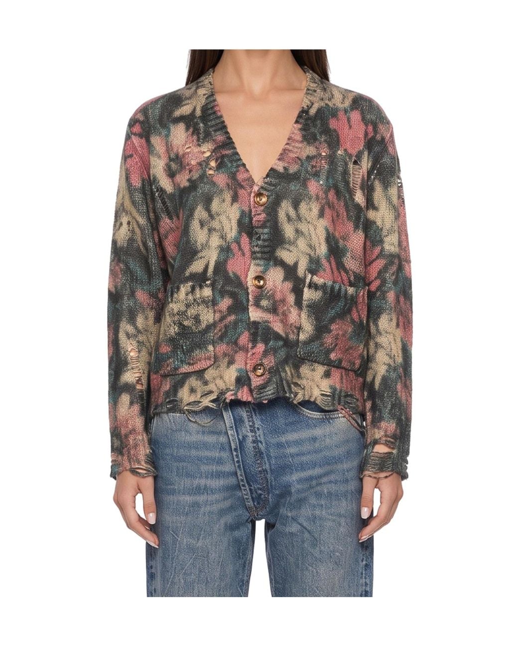 R13 Gray Printed Cardigan