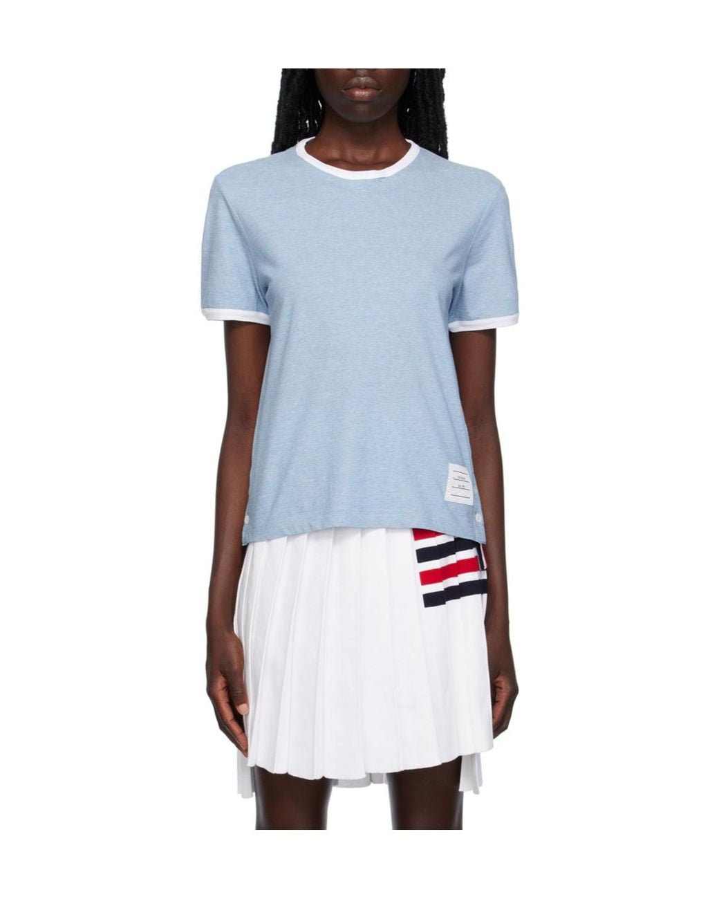 Thom Browne Blue Logo Patch Crewneck T-Shirt