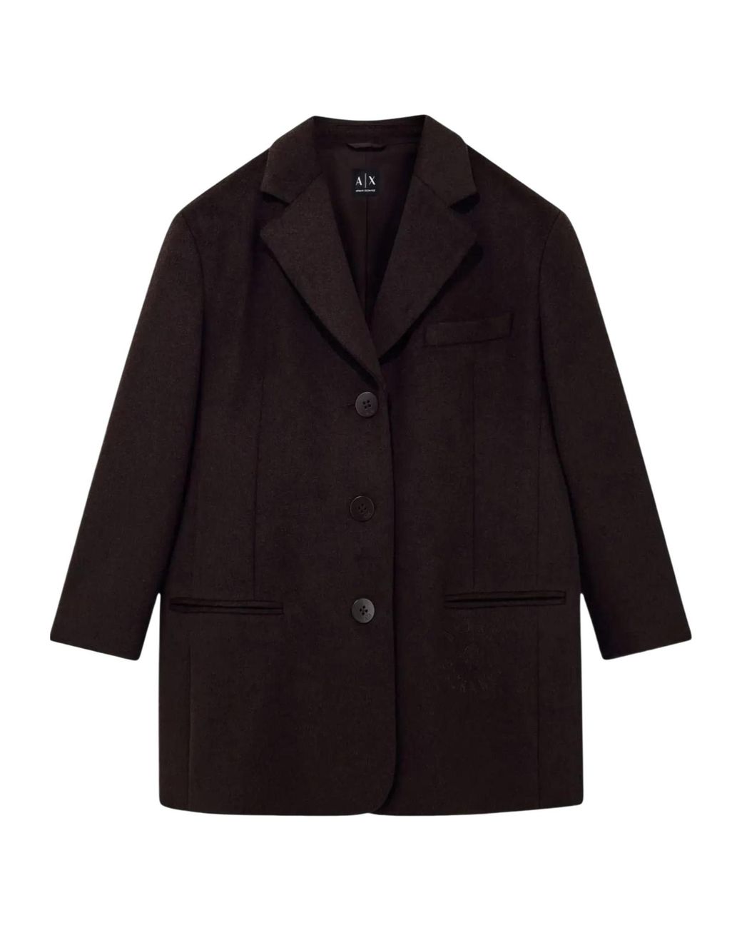 ARMANI EXCHANGE Blue Caban Logo-Embroidered Single-Breasted Coat