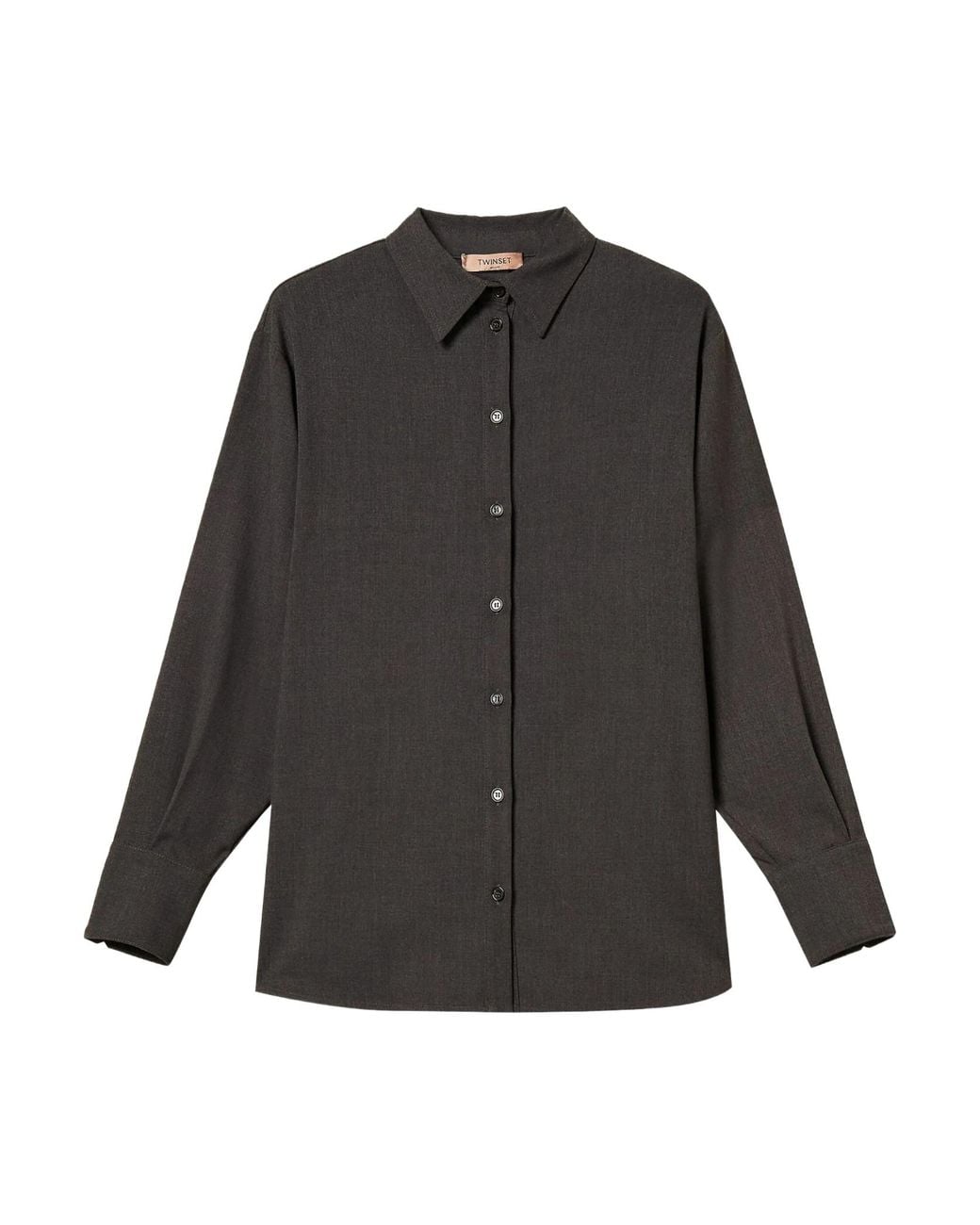 Twinset Gray Side Slits Oversized Shirt