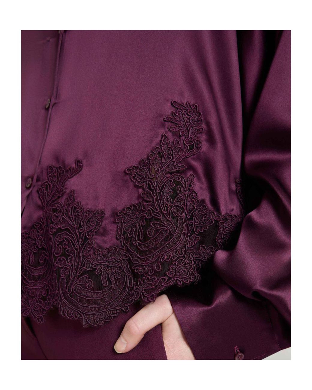 Ermanno Scervino Purple Satin Lace Shirt