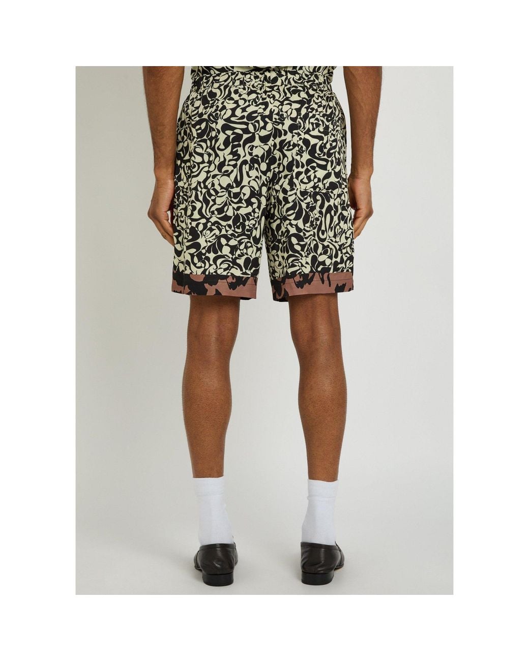 Dries Van Noten Black Printed Satin Shorts for men