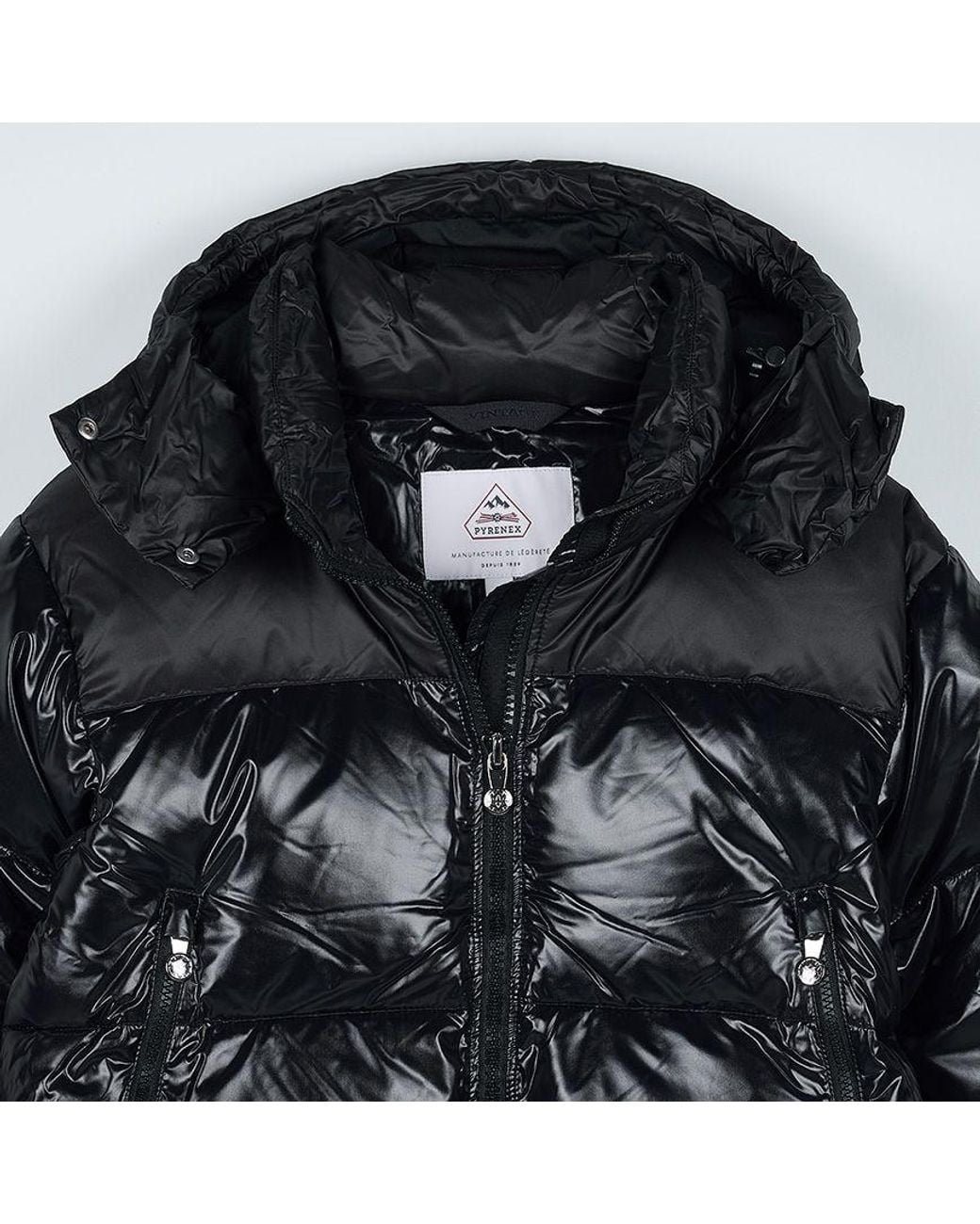 Pyrenex Black Shiny Hooded Puffer Jacket for men