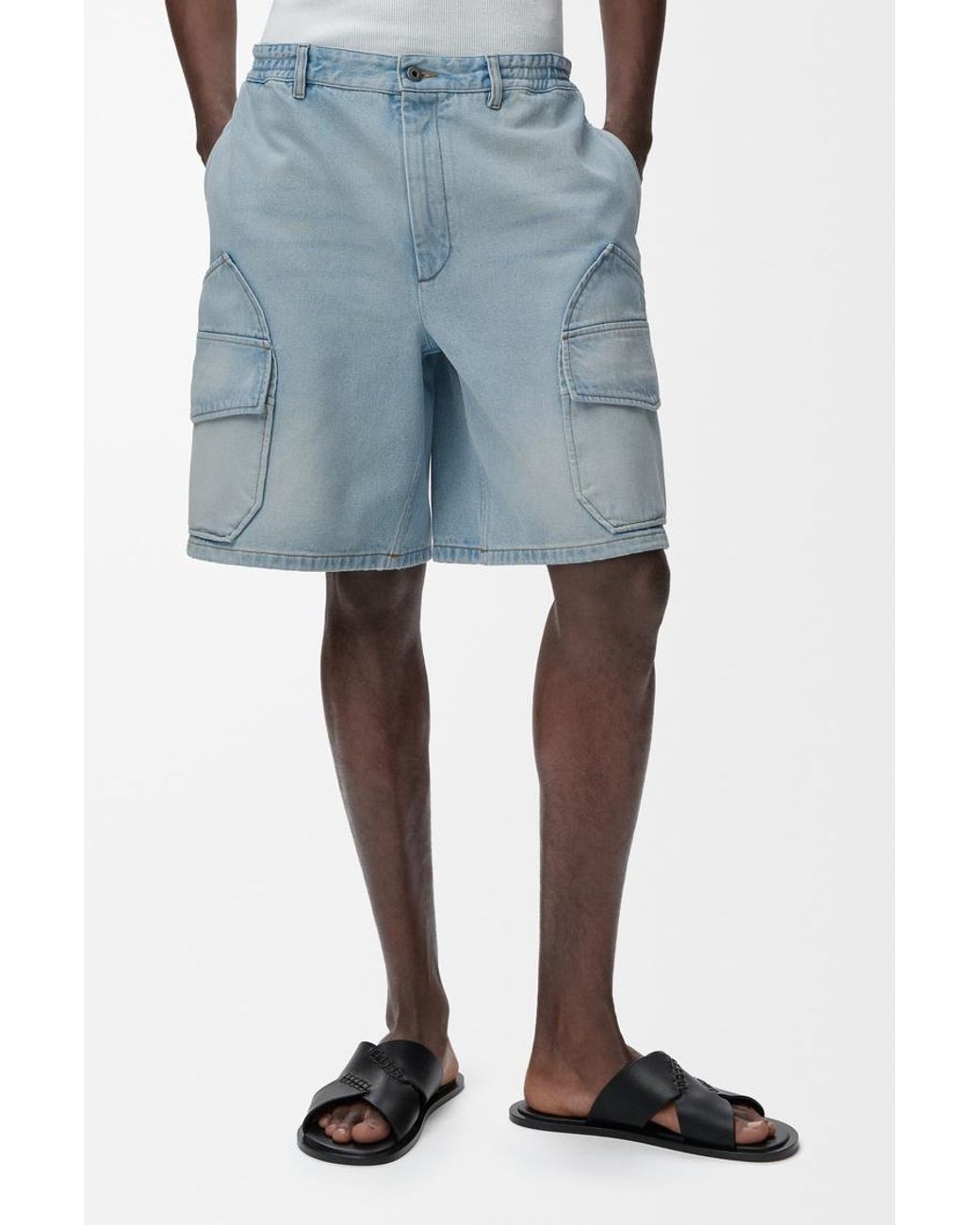 Loewe Blue Denim Cargo Shorts for men