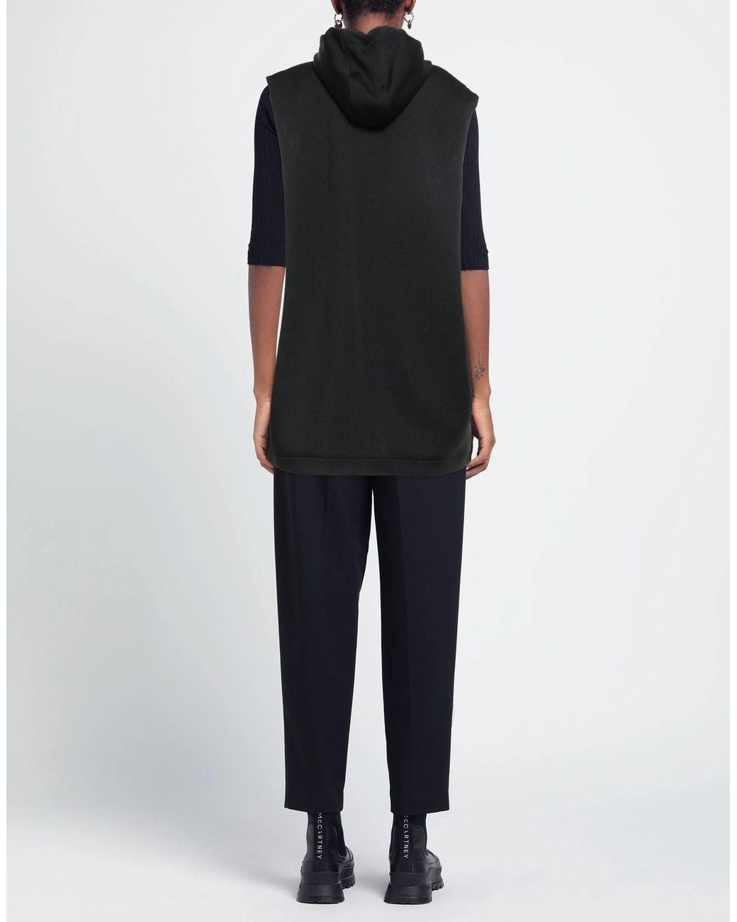 Max Mara Black Minimalist Sleeveless Hooded Jacket