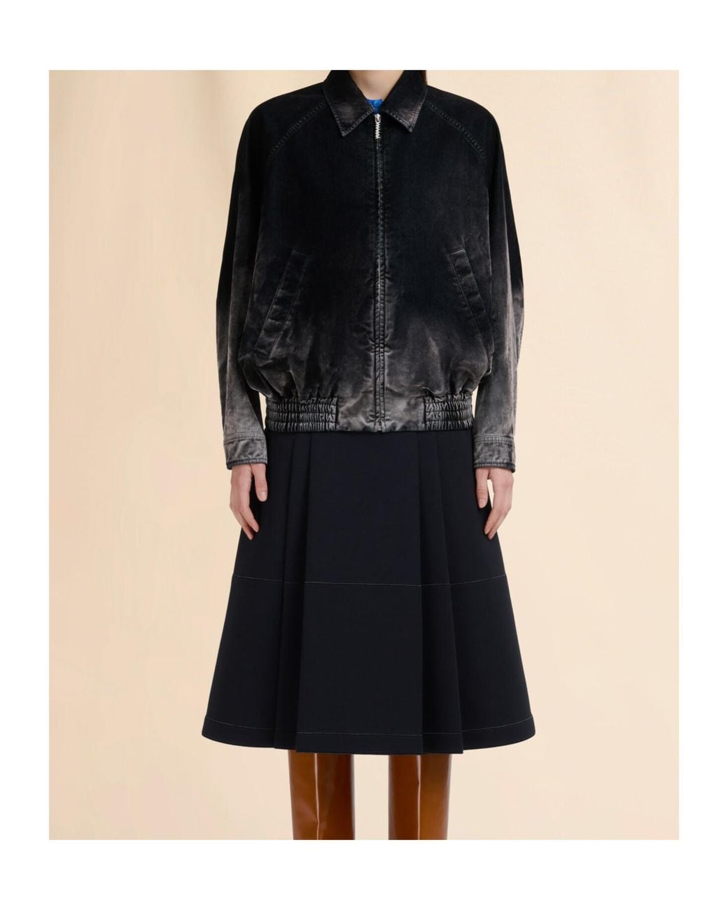 Marni Black Flocked Denim Bomber Jacket