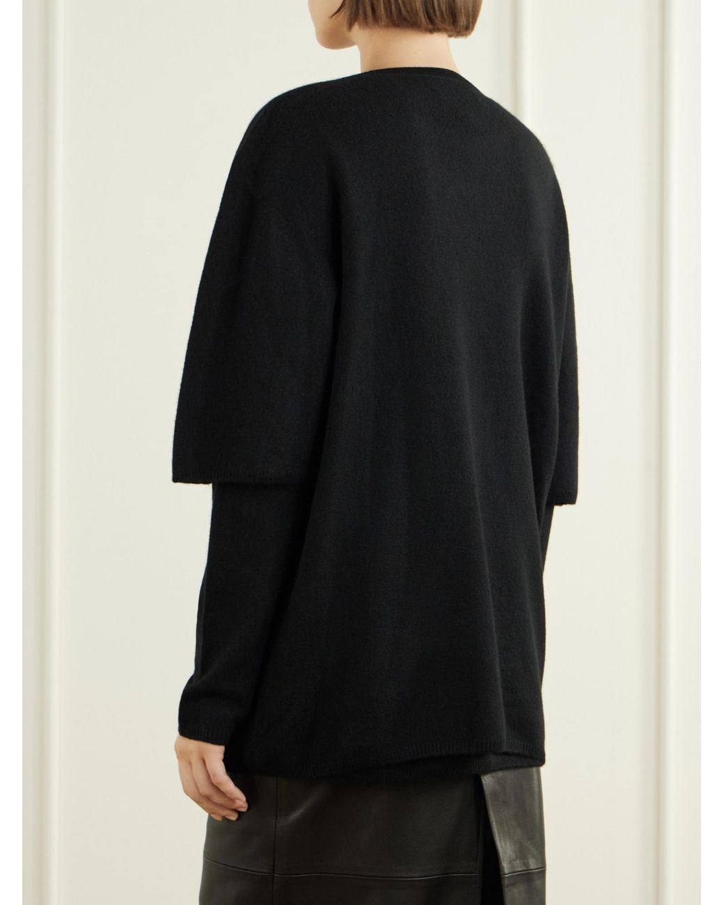 Nour Hammour Black Layered Cashmere Sweater
