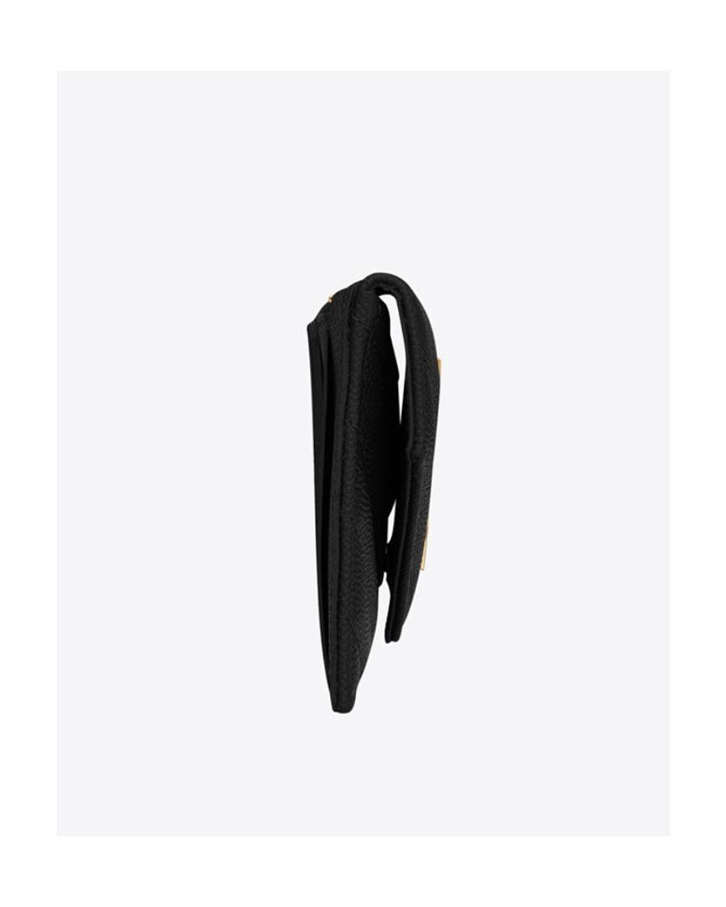 Saint Laurent Black サンローラン カサンドル マトラッセ フラグメント フラップ カード ケース