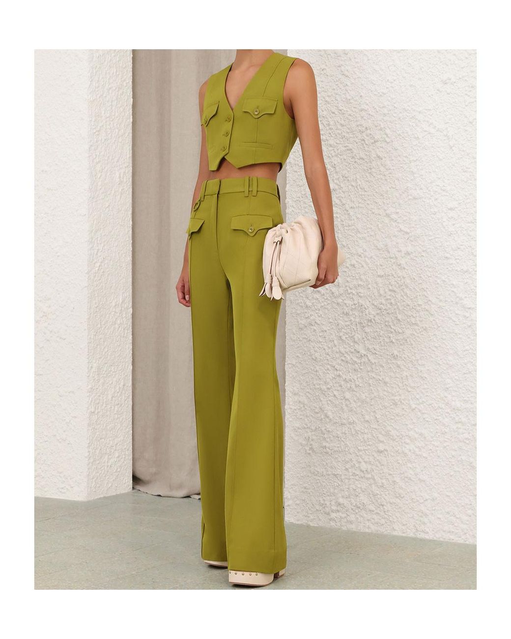 Zimmermann Green Luna Flared Pants