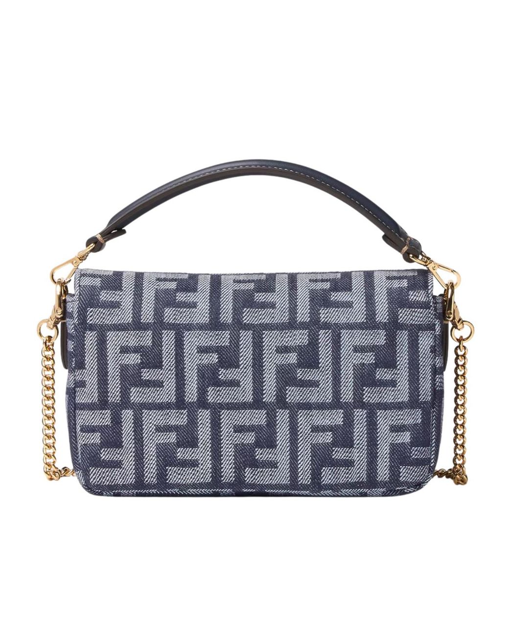 Fendi Blue Baguette Ff Jacquard Mini Tote Bag
