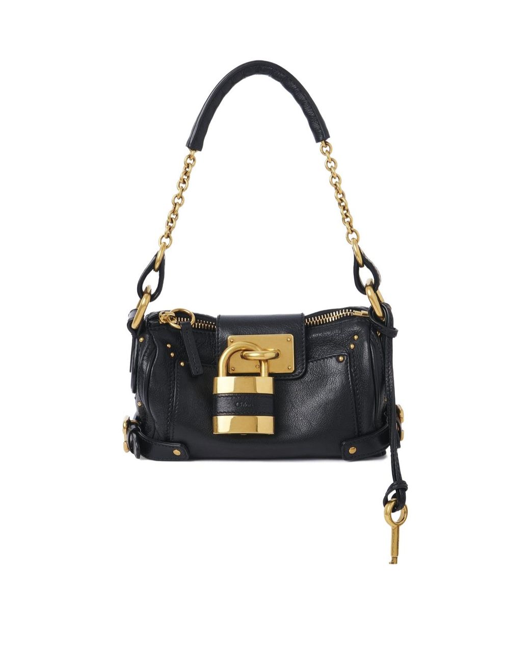 Chloé Black Chloé Paddington Padlock Detailed Small Shoulder Bag