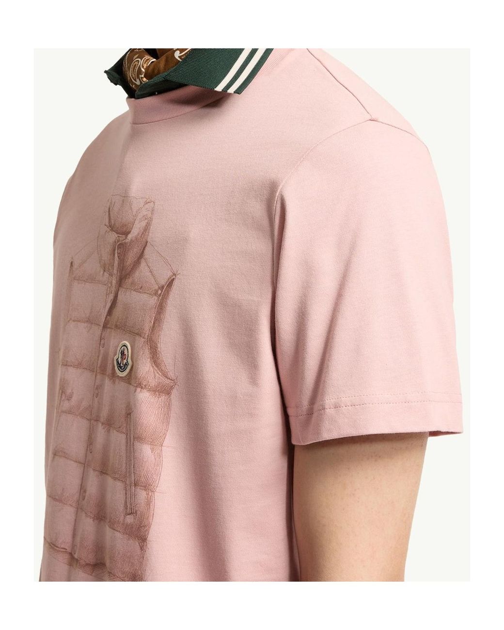 Moncler Pink Padded Gilet Print T-Shirt for men