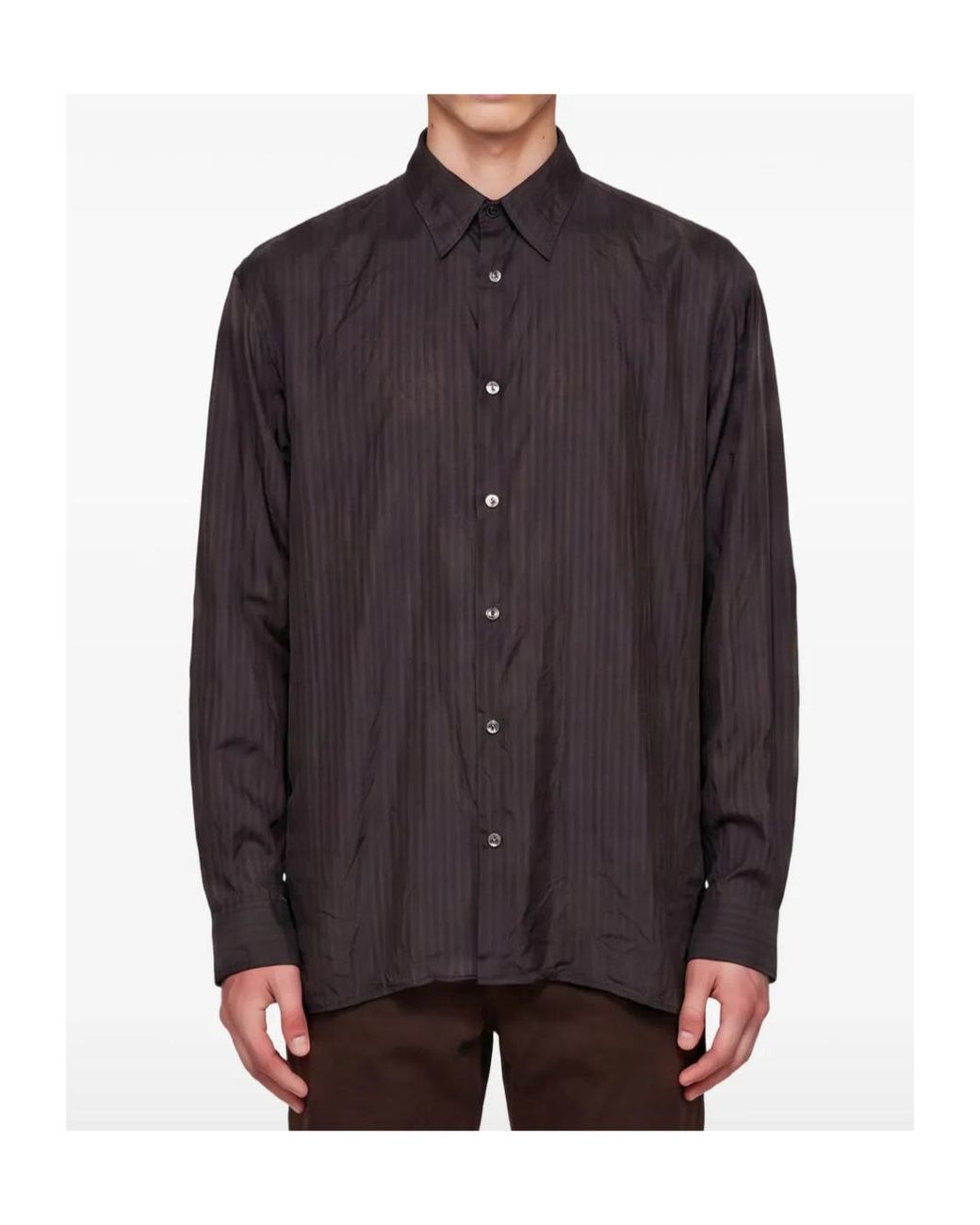 Dries Van Noten Gray Striped Shirt for men