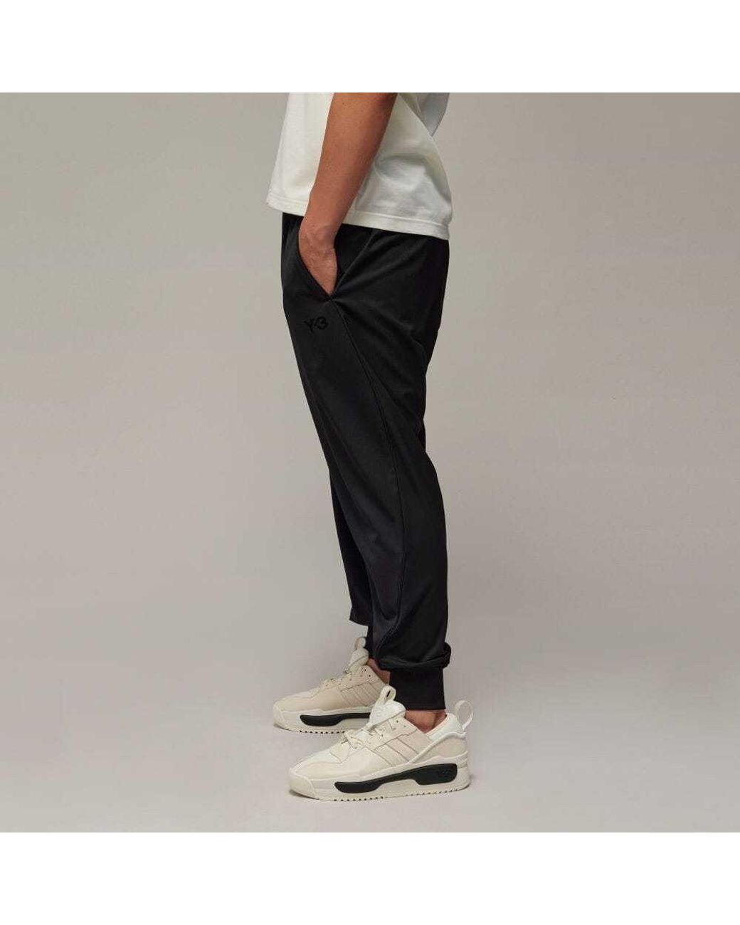 Y-3 Black Straight-Leg Drawstring Track Trousers for men