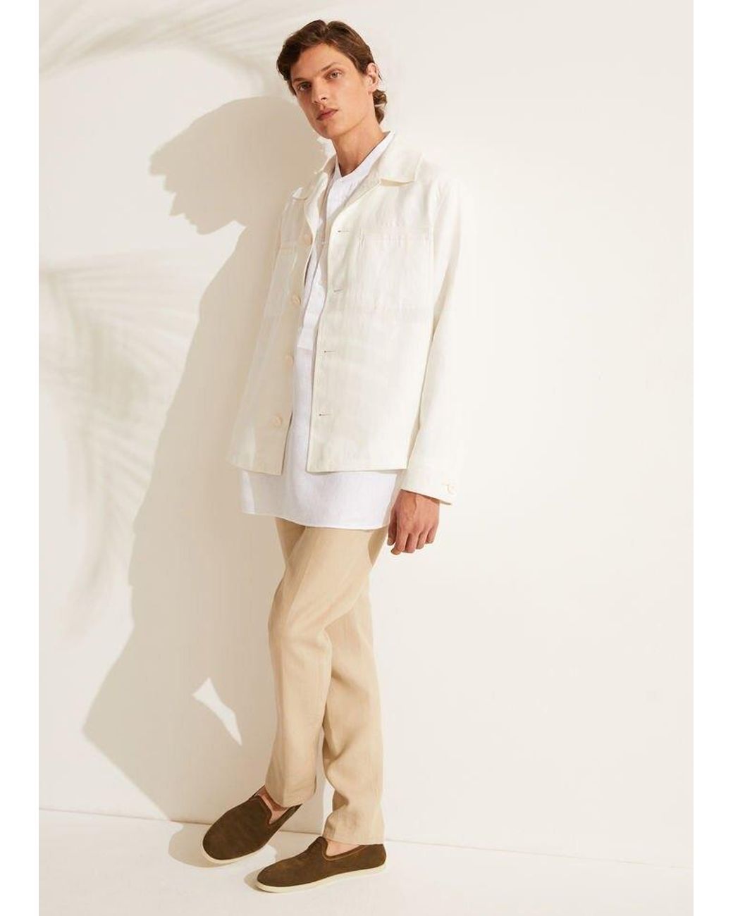 Loro Piana White Slub-Texture Linen Shirt for men