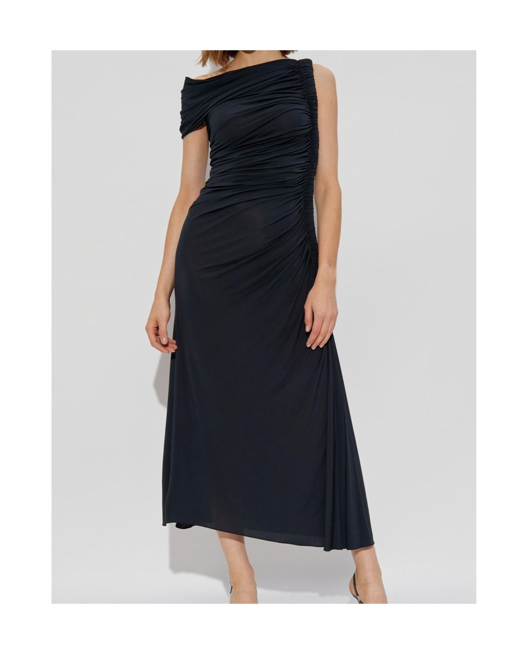 Alaïa Blue Alaïa Draped Asymmetrical Cut Dress