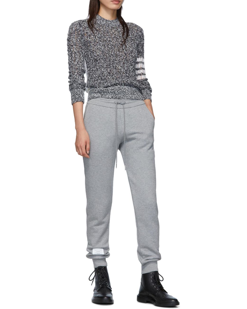 Thom Browne Gray Rwb Side Stripe Sweatpants