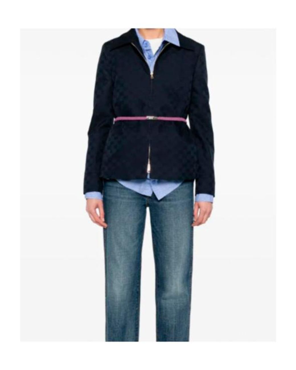 Gucci Blue Monogrammed Zip-Up Jacket
