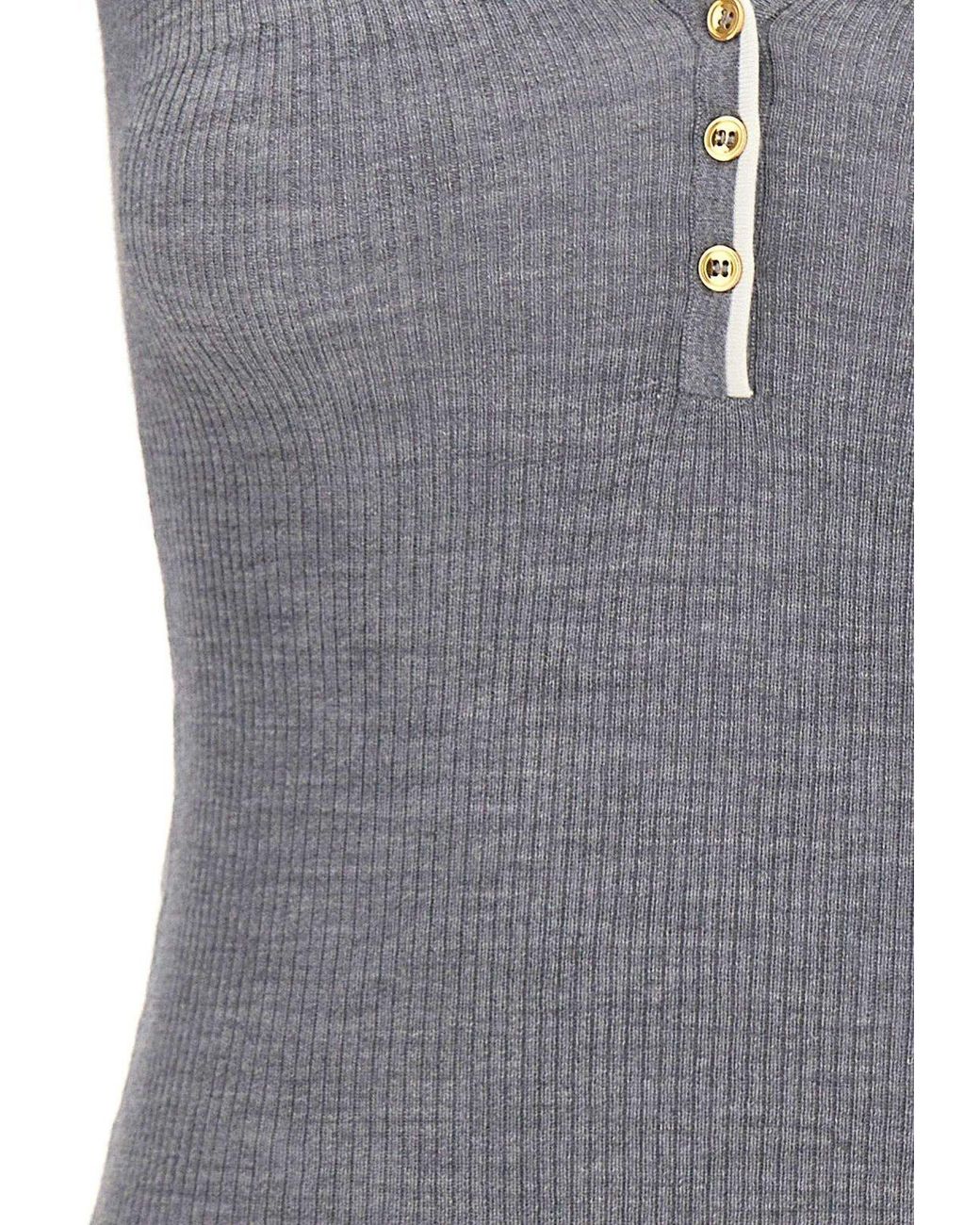 Elisabetta Franchi Gray Ribbed Polo Top