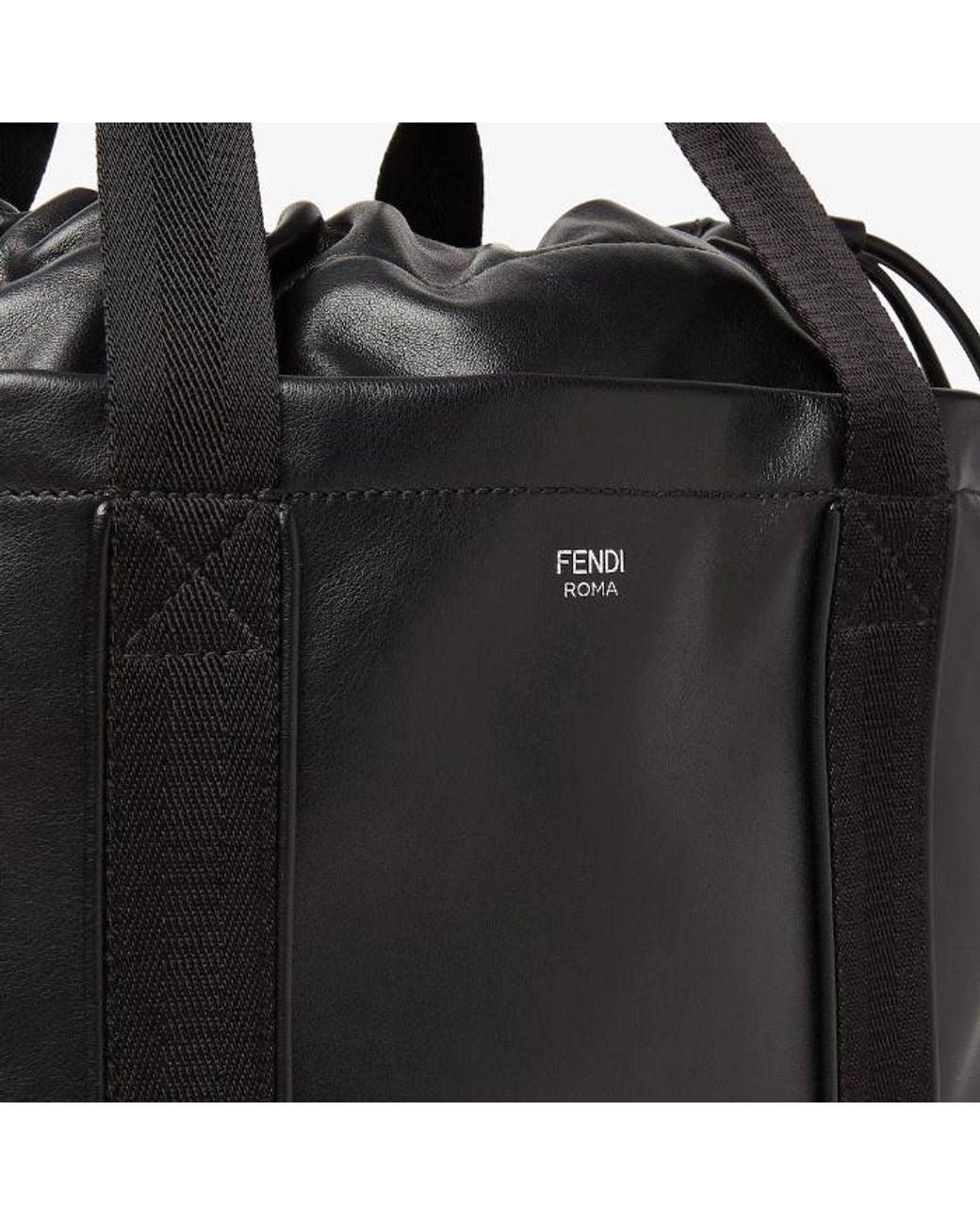 Fendi Black Flux Drawstring Tote Bag for men