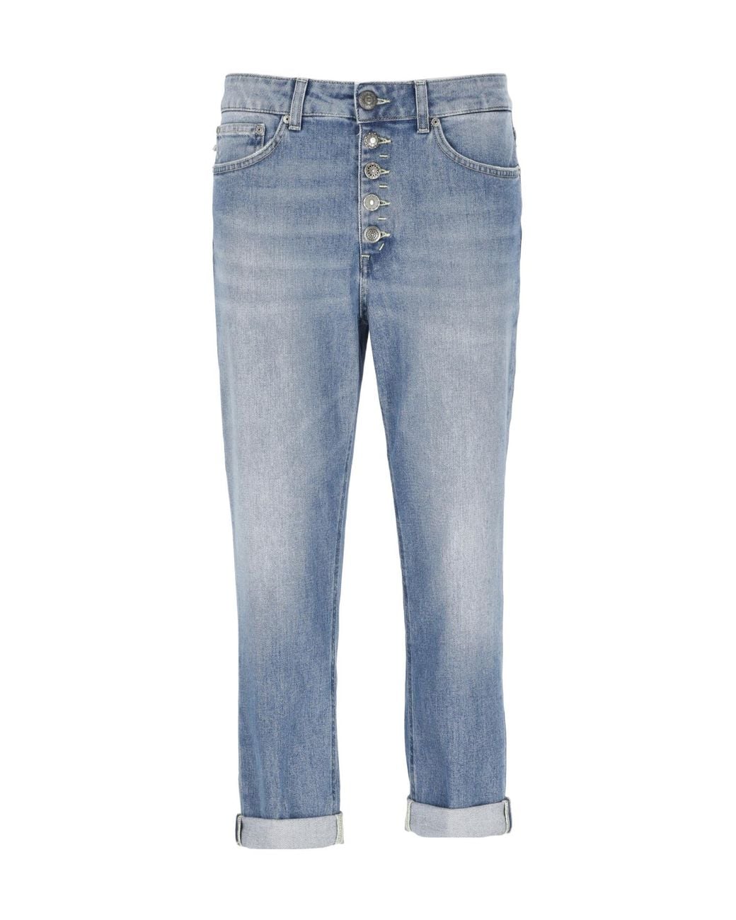 Dondup Blue Jewel Button Straight-Leg Jeans