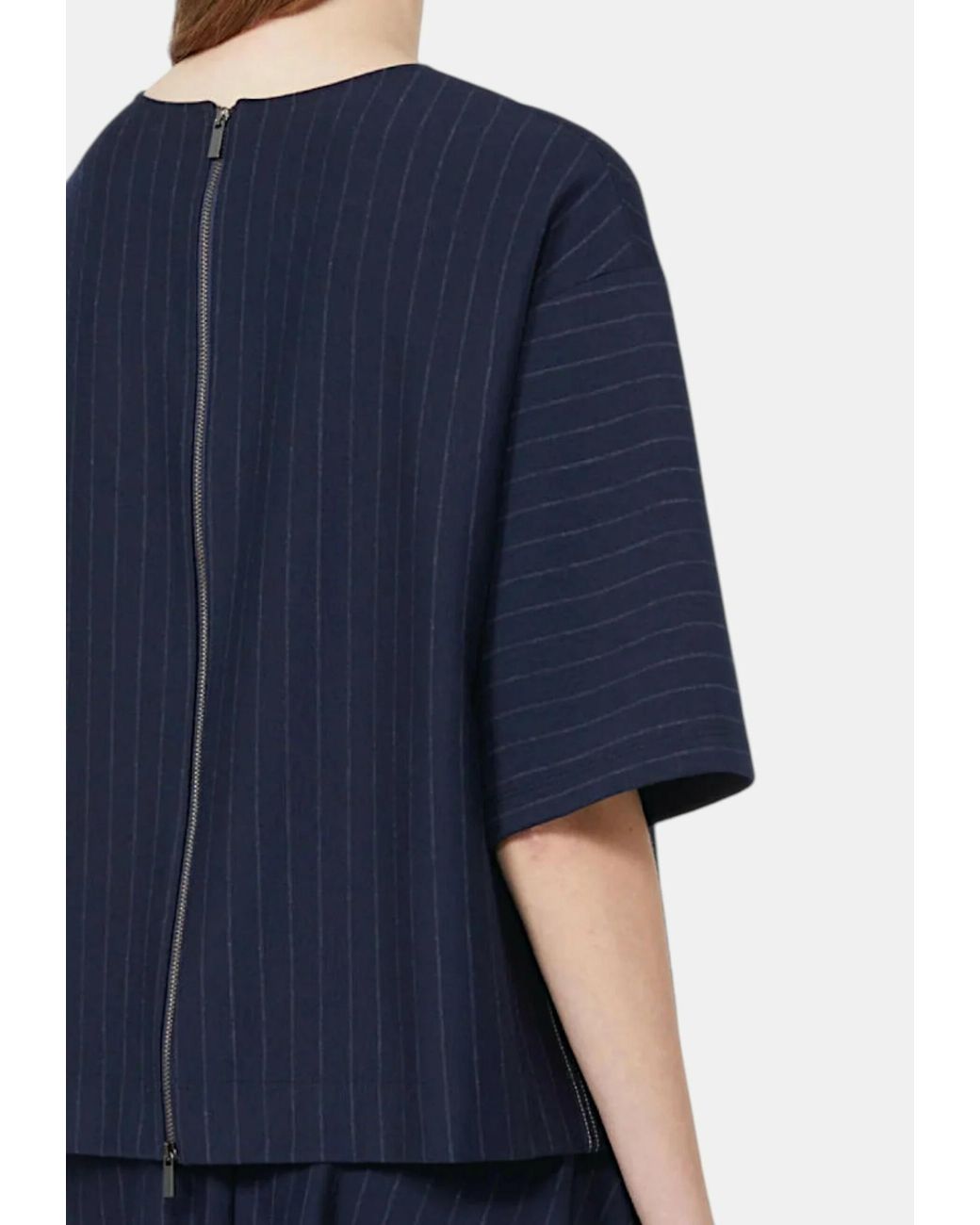 Max Mara Blue Pinstripe Short-Sleeved Top