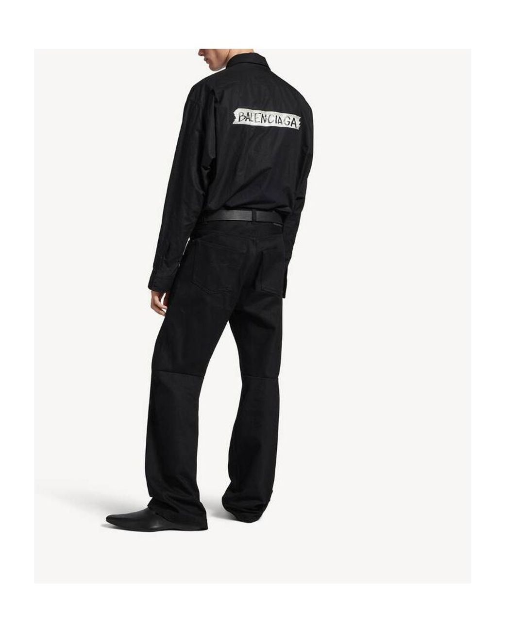 Balenciaga Black Curved Knee Pants for men