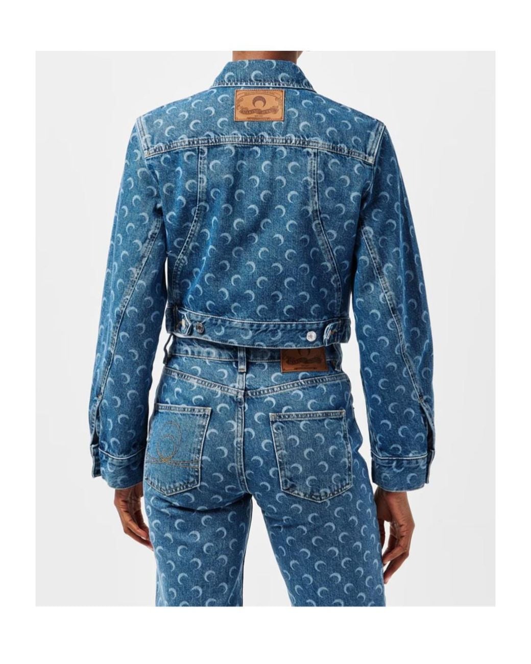 MARINE SERRE Blue Moon Pattern Button Denim Jacket