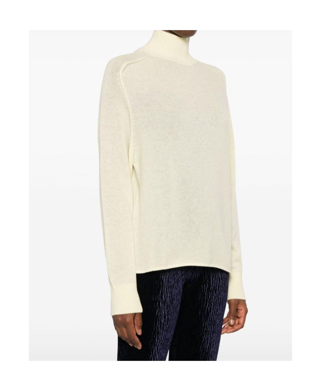 Forte_forte White High-Neck Fine-Knit Jumper
