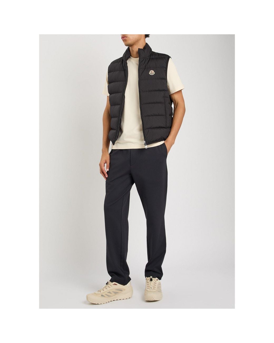Moncler Black Horizontal Quilting Stand-Collar Down Vest for men