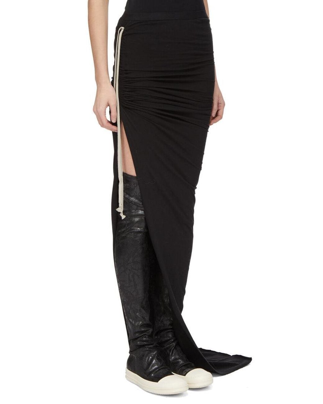Rick Owens Black Elasticated Waistband Maxi Skirt