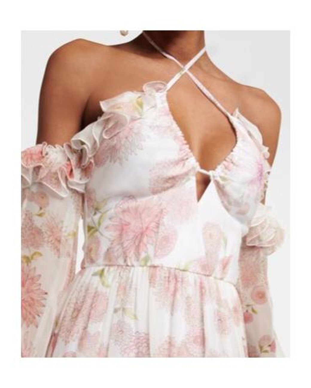 Giambattista Valli Pink Off-The-Shoulder Floral Silk Gown