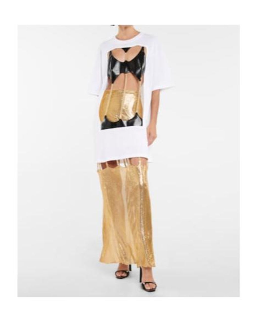 Christopher Kane Metallic Cutout Mesh Midi Skirt