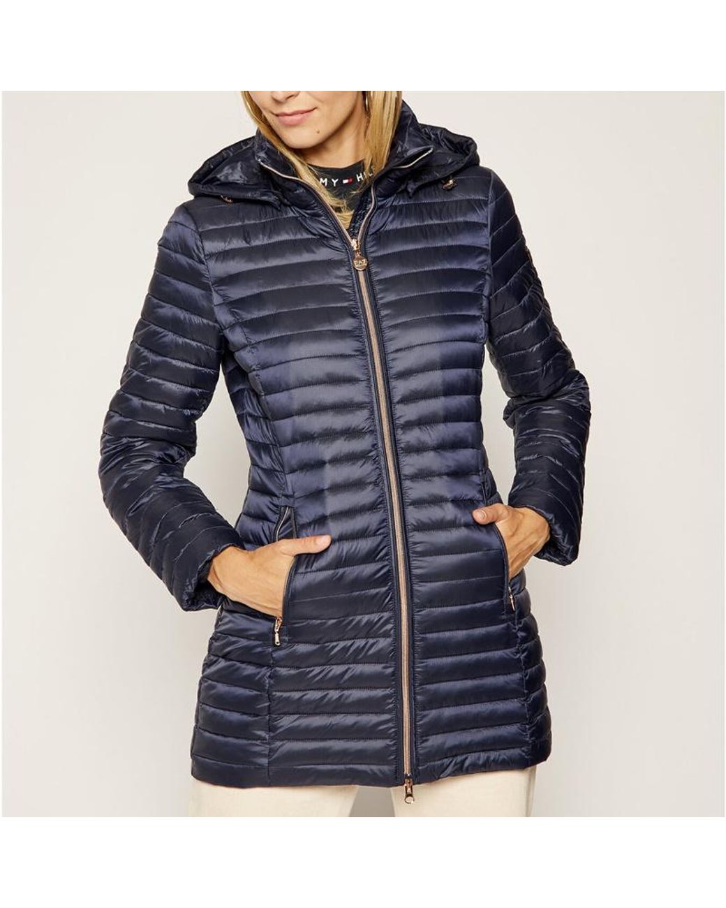 EA7 Blue Logo Hooded Down Jacket