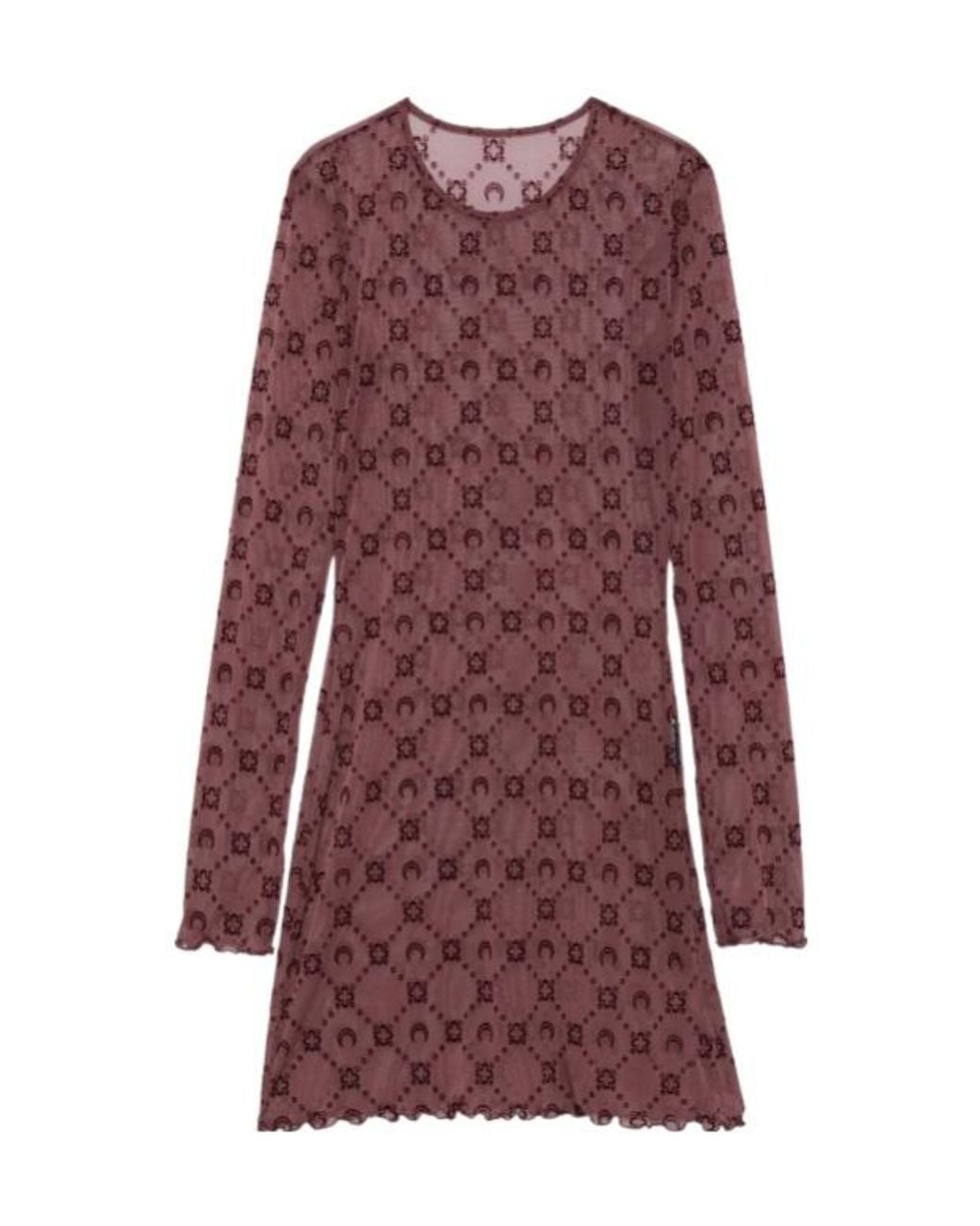 MARINE SERRE Red Moon Embellished Long-Sleeved Dress