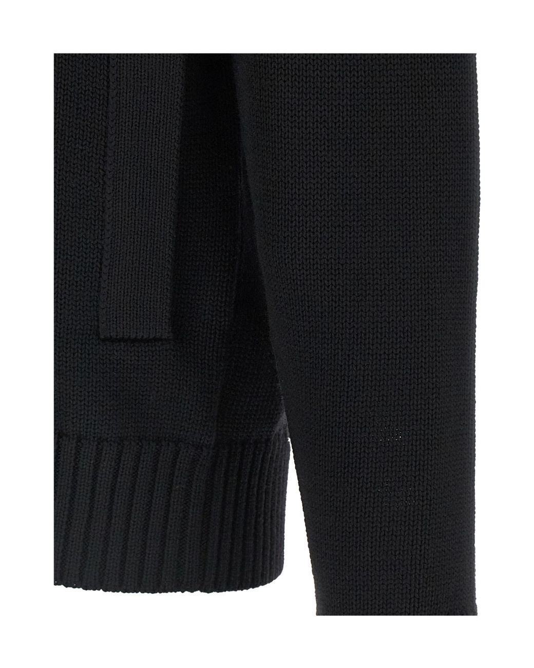 Zanone Black High Neck Button-Up Cardigan for men