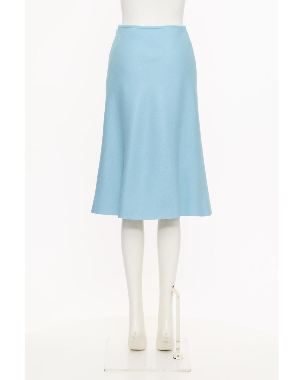 Valentino Blue Logo Plaque High Waisted Midi Skirt