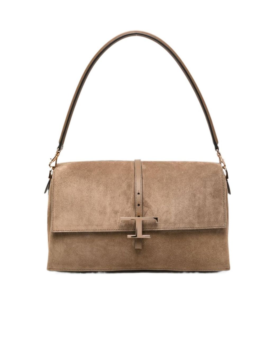 Tod's Brown T Timeless Flap Shoulder Bag